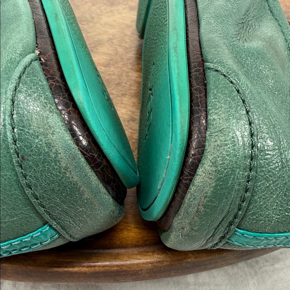 Tieks Shoes Wm 8 Green Leather Flats Foldable Travel Commute Teacher Work - Picture 11 of 14